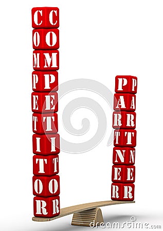 Partner or competitor. Comparison on the scales Cartoon Illustration