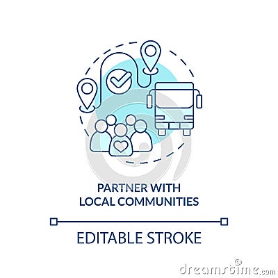 Partner with local communities turquoise concept icon Vector Illustration