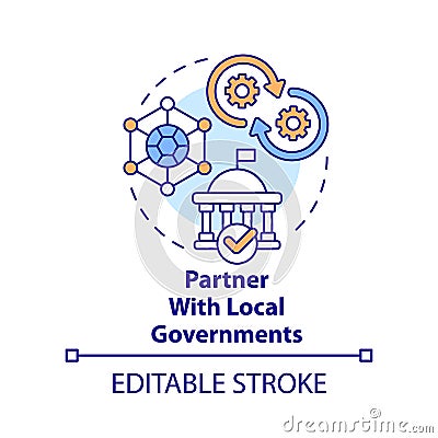 Partner with local governments concept icon Vector Illustration