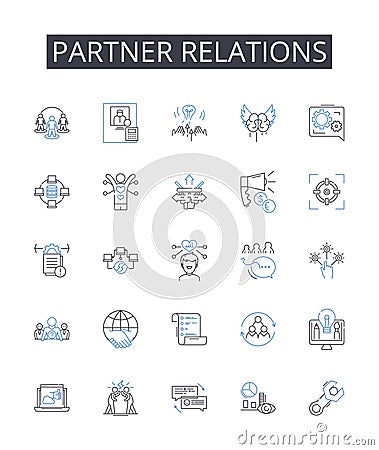 Partner relations line icons collection. Pencil, Pen, Marker, Highlighter, Crayon, Chalk, Charcoal vector and linear Vector Illustration