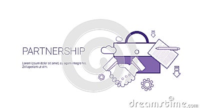 Partnership Business Cooperation Web Banner Template With Copy Space Vector Illustration