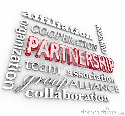 Partnership 3d Word Collage Team Association Alliance Stock Photo