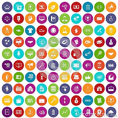 100 partnership icons set color Vector Illustration