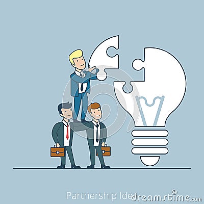 Partnership Idea team work Flat line art business Vector Illustration