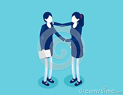 Partnership successful contract. Greeting partner friendship agreement idea Vector Illustration