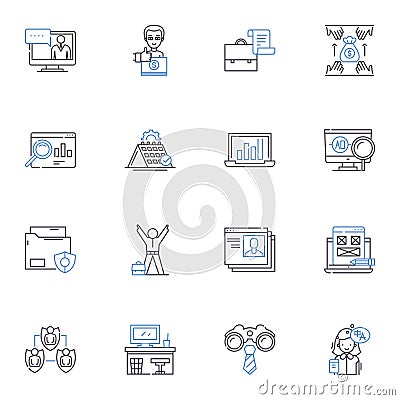 Partnership team line icons collection. Collaboration, Synergy, Alliance, Co-creation, Unity, Interdependence Vector Illustration