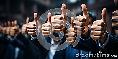 Partnerships are Affirmed as Business Associates Use the ThumbsUp Gesture to Express Agreement in Stock Photo