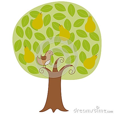 Partridge in a Pear Tree Stock Photo