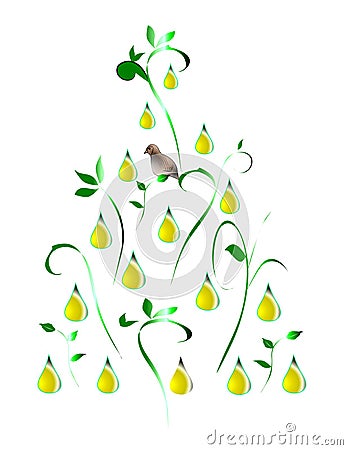 A Partridge in a Pear Tree Cartoon Illustration