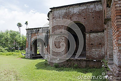 parts of historical vintage eastern palace of long gone colonial landlords at taki, west bengal Stock Photo