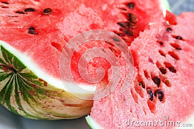 Parts of red ripe watermelon Stock Photo