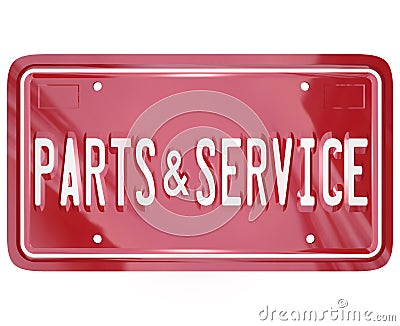 Parts and Service License Plate Automotive Car Repair Shop Stock Photo