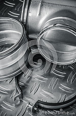 Parts of ventilation installation, close-up Stock Photo