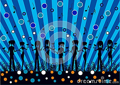 Party background with dancing people Vector Illustration