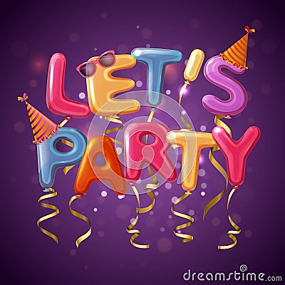 Party Balloon Letters Background Vector Illustration