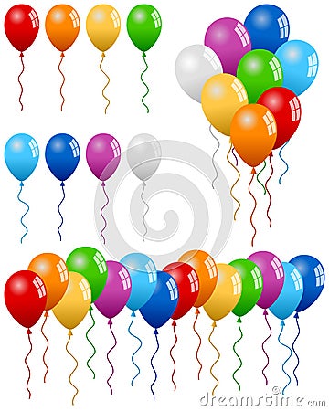 Party Balloons Collection Vector Illustration