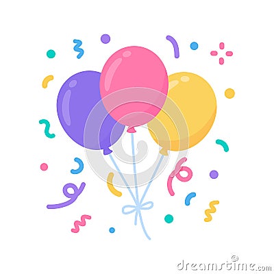 Party balloons. colorful balloons For decorating birthday parties Vector Illustration