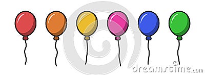 Party balloons different color icon set Vector Illustration