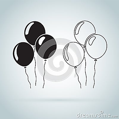 Party balloons icon , filled flat sign, solid pictogram on white. Symbol, logo illustration. Cartoon Illustration