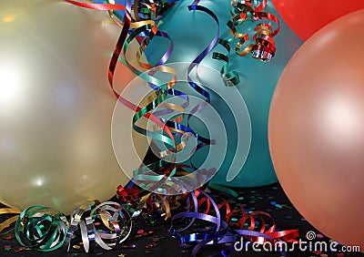 Party balloons with Ribbons Stock Photo