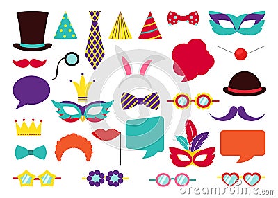 Party Birthday photo booth props. Vector Vector Illustration