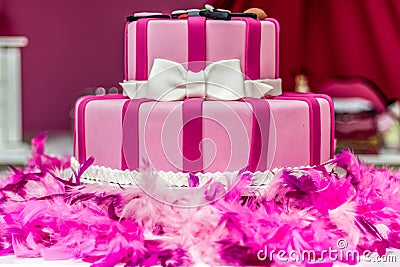 Party cake Fashion cake Decorative cake Cake Female cake Pink cake Stock Photo