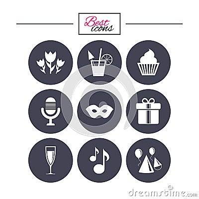 Party celebration, birthday icons. Cocktail. Vector Illustration