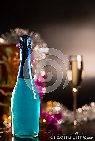 Party concept with bottle of champagne Stock Photo