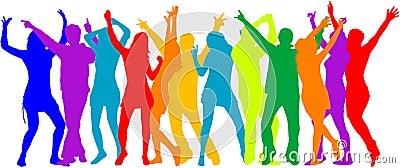 Party Crowd , people silhouettes - color Vector Illustration