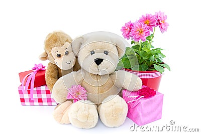 Party with cuddly animals Stock Photo