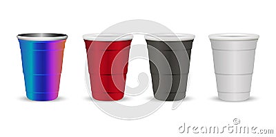 Party cups mock up set realistic 3d vector Vector Illustration