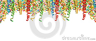 Party decoration border serpentine confetti Holidays background Stock Photo