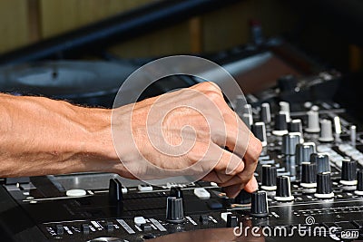 DJ hands Stock Photo