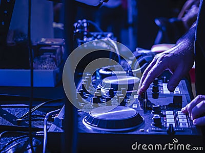 Party DJ Turntables Mixer Music entertainment Event Pub nightlife Stock Photo