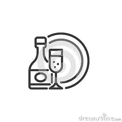 Party drinks line icon Cartoon Illustration