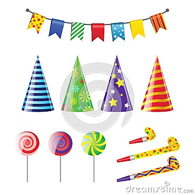 Party Elements - realistic vector set of holiday objects Vector Illustration