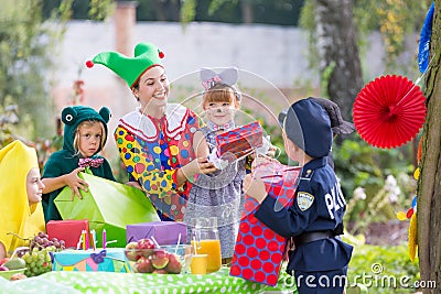 Party entertainer with children Stock Photo