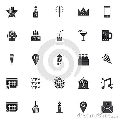 Party and event elements vector icons set Vector Illustration