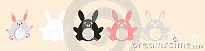 Party favor bunny candy holder. Hanger for sweets, candies for birthday, baby shower, Easter, Christmas. Layered paper decoration Vector Illustration