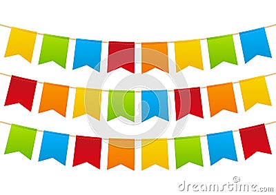 Party flags on white Vector Illustration