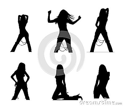 Vector set of girl outlines Vector Illustration