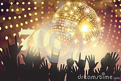 Party With Glittering Discotheque Ball in the 1970s Stock Photo