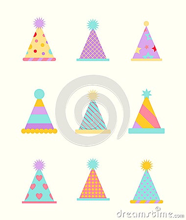 Party hat set on a white. Vector Illustration