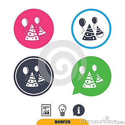 Party hat sign icon. Birthday celebration symbol. Vector Illustration