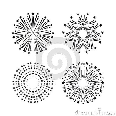 Party and holiday event firework icon flat set vector Vector Illustration