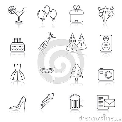 Party and Holidays icons Vector Illustration