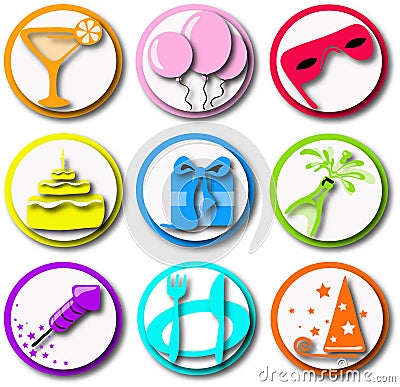 Party Icons Stock Photo