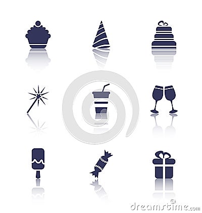 Party Icons of Holiday and Birthday Objects Vector Illustration