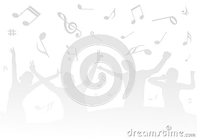 Party illustration with some people and music note Vector Illustration