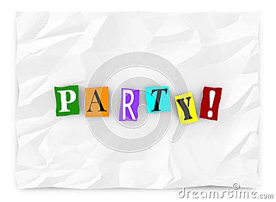 Party Invitation Ransom Note Cutout Letters Words Stock Photo